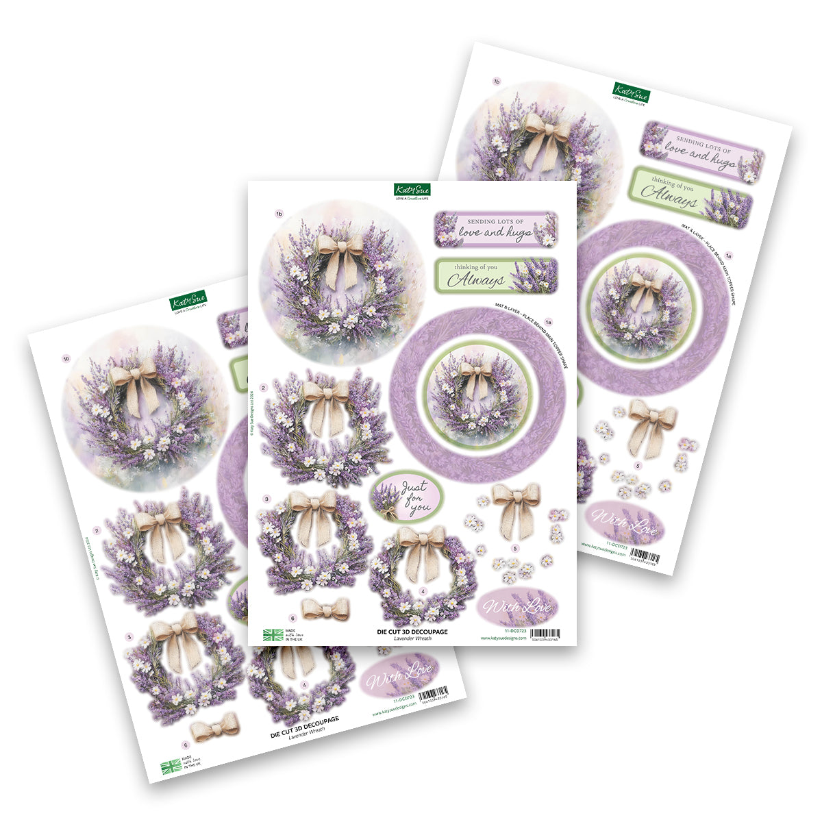 Découpage prédécoupé – Couronne de lavande (lot de 3)