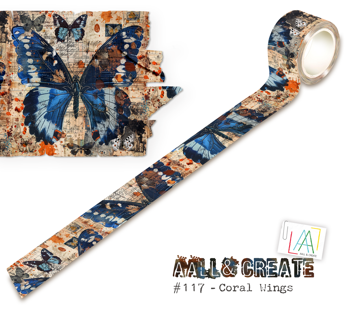 AALL and Create - Rouleau de Washi Tape 25mmx10m - Ailes Corail