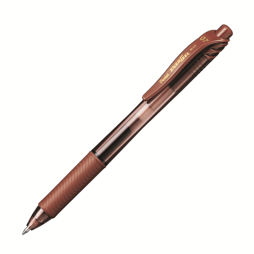 EnerGel-X Retractable Gel Roller, (0.7mm) Metal Tip, Brown Ink