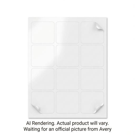 Étiquettes blanches brillantes Avery pour imprimante laser/jet d'encre, 5,08 x 5,08 cm, permanentes, 10 feuilles/env, 120 étiquettes/env