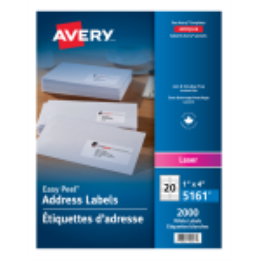 5161 WHITE, EASY PEEL, 4" X 1", PERMANENT, 100 SHEETS/BOX,