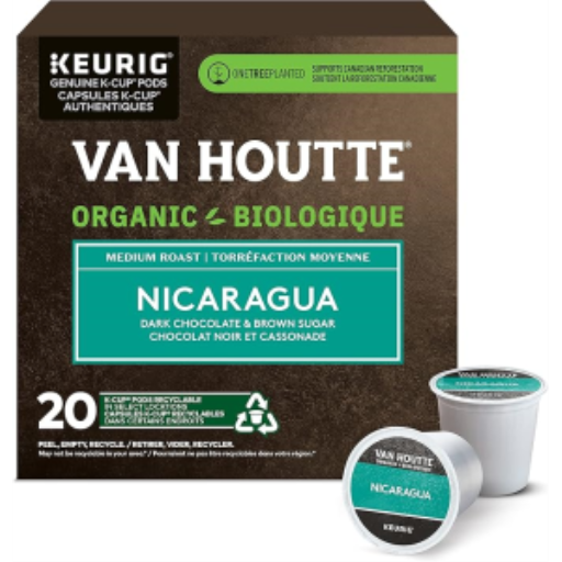 COFFEE-K CUP VAN HOUTTE NICARAGUA ORGANIC MEDIUM ROAST 20/BX