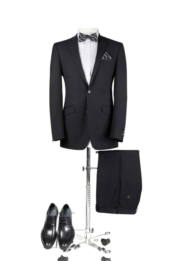BUILD YOUR PACKAGE: Black Suit (Package Includes 2 Pc Suit, Shirt, Necktie or Bow Tie)