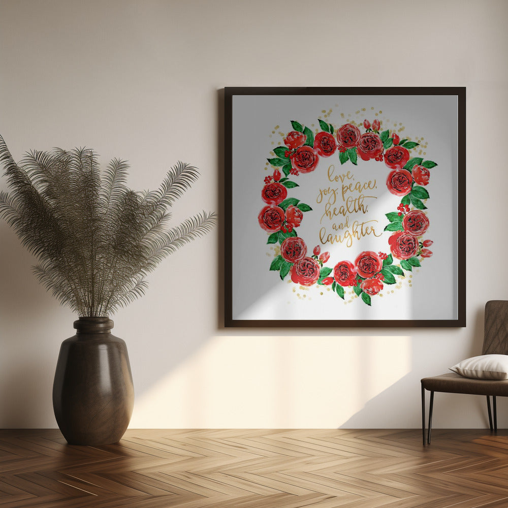 Décoration murale Couronne de vœux de roses rouges anglaises