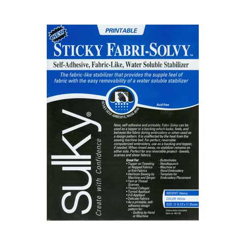SULKY Sticky Fabri-Solvy - Blanc - 21,5x28 cm - 12 feuilles