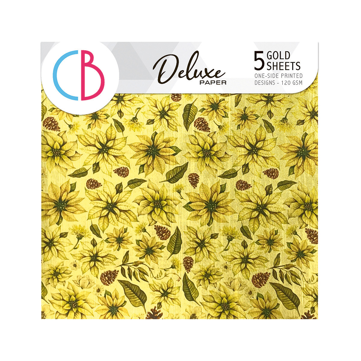 Papier Noël scintillant de luxe doré 15x15cm 5 feuilles/paquet