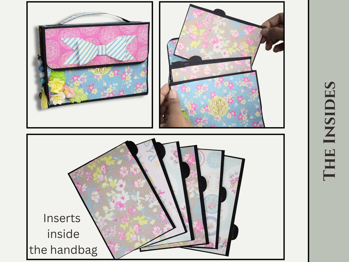 CrafTreat Scrapbook Blanks - Accordion Inserts Handbag - Black & Kraft Color