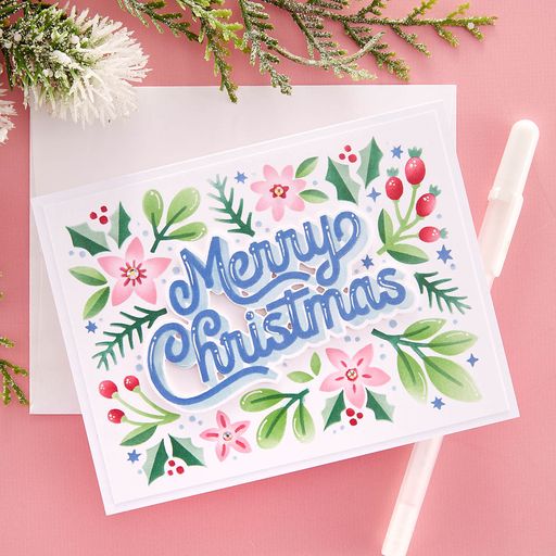 Pochoir et découpe Feuillage de Noël en couches du Set de pochoirs de Noël en couches