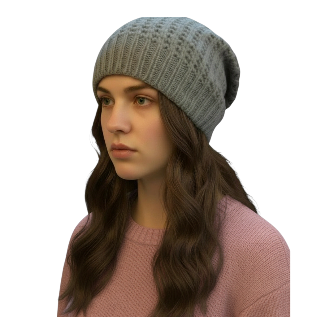 Simple Knit Hat With Tie Back
