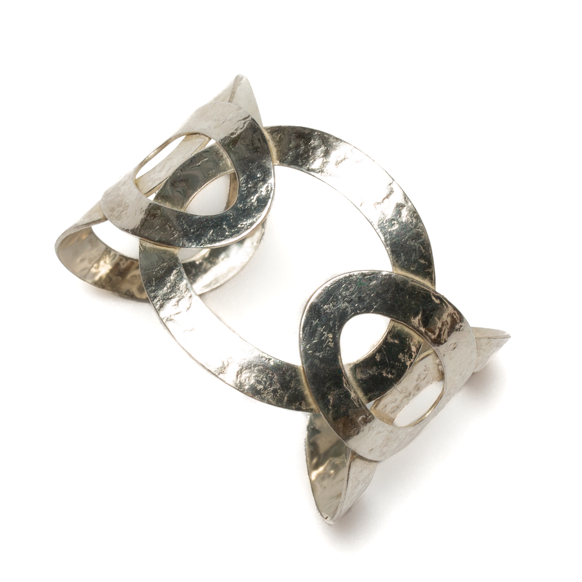 Oval Links Metal Cuff - Silver Colour