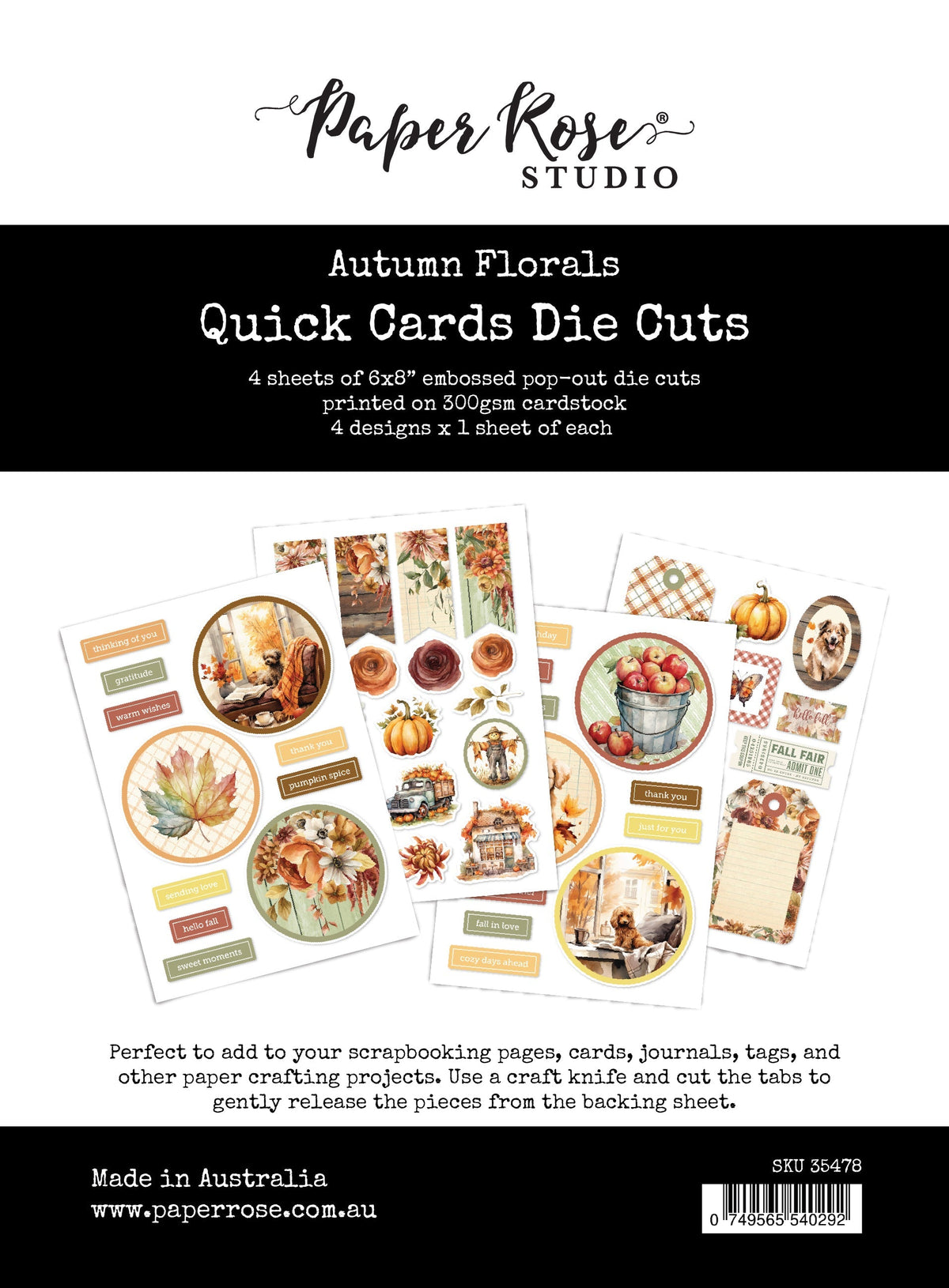 Matrices de découpe rapides pour cartes, fleurs d'automne 35478