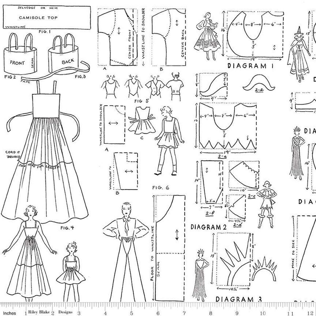 Riley Blake - Costume Maker's Acte II - Costumes Blanc - C16016-WHITE