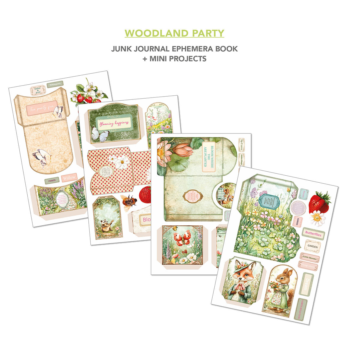 Journal créatif et éphéméra Woodland Party A4 32 pièces/paquet