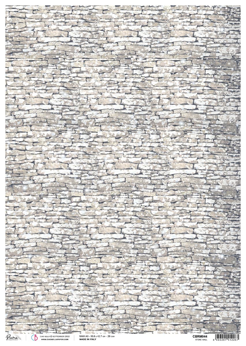 Papier de riz A3 Piuma Mur en pierre - 3 feuilles