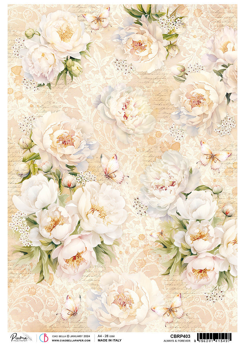 Papier de riz A4 Piuma Always And Forever - 5 feuilles