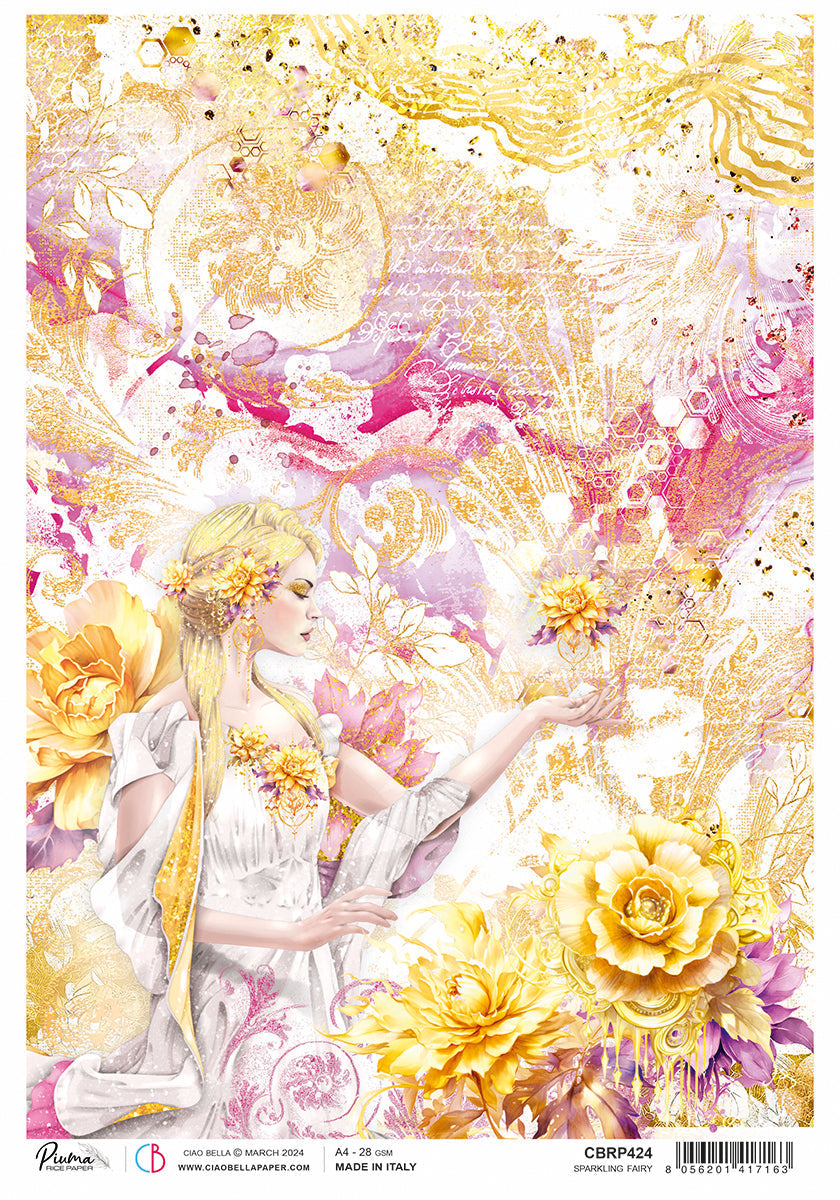 Papier de riz A4 Piuma Fée Scintillante - 5 Feuilles