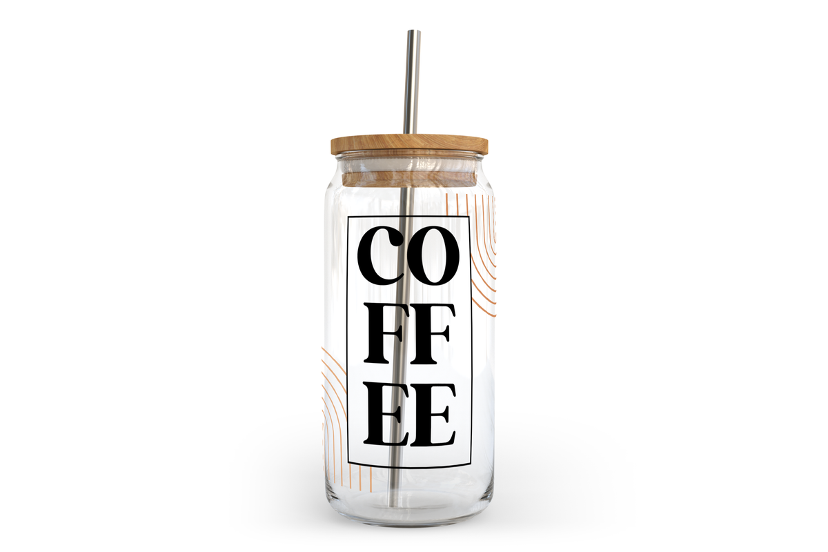 Verre Canette Boho pour Café avec Couvercle en Bambou