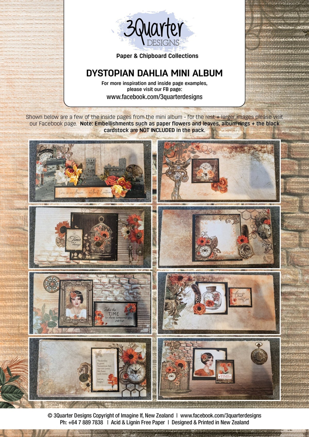 Kit de base mini album Dystopian Dahlia de 3Quarter Designs
