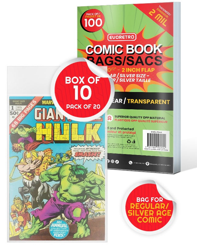 EVORETRO Comic Bags for Comics Regular and Silver Comic Bags - 2MIL