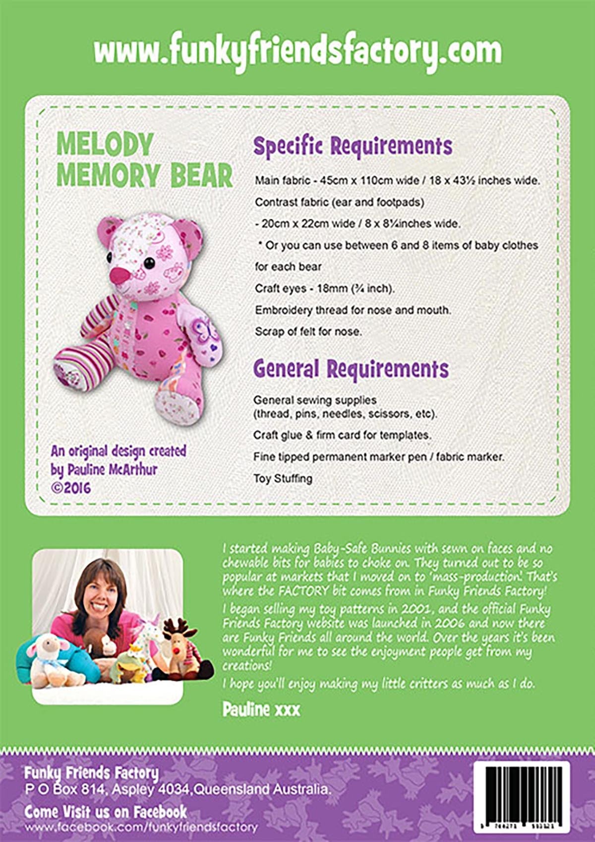 Patron de l'ours Melody Memory par Funky Friends Factory
