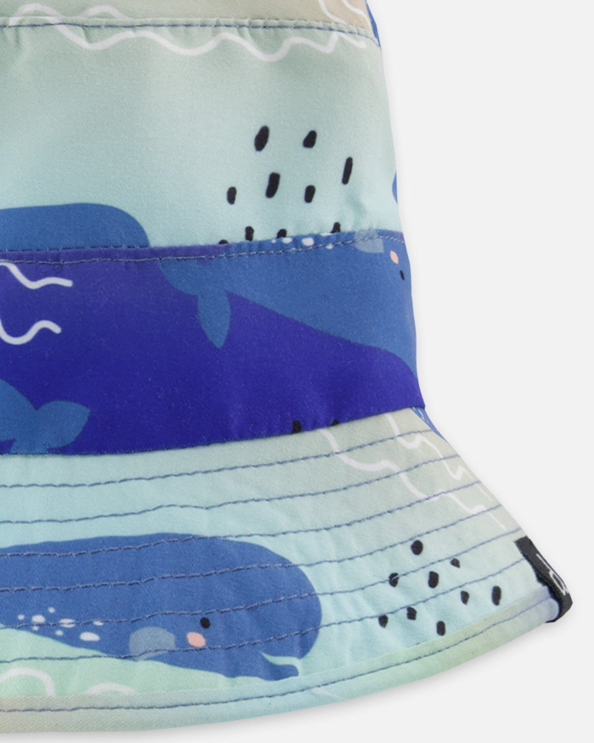 Chapeau de plage en polyester recyclé imprimé baleine bleue