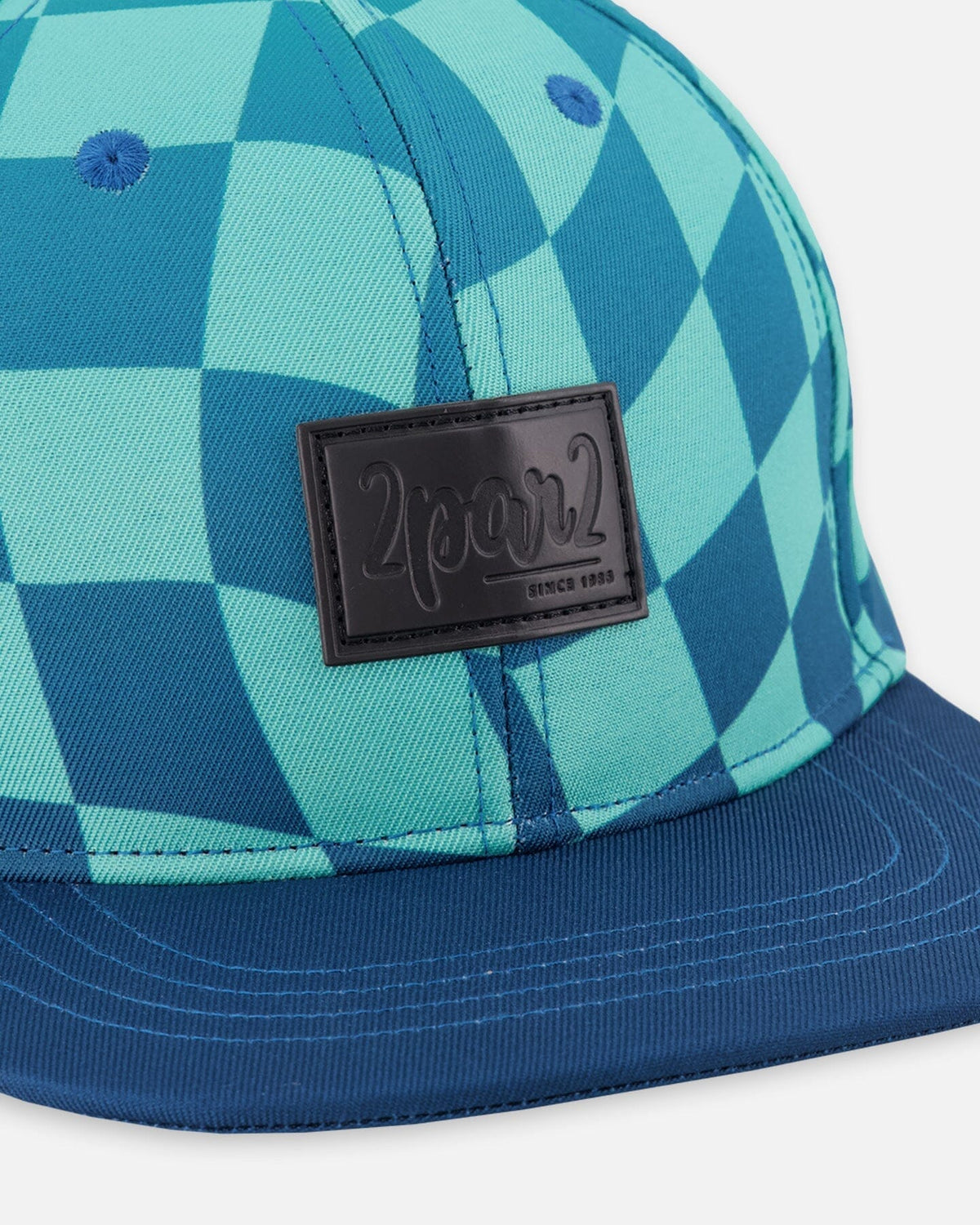 Casquette à carreaux imprimés turquoise