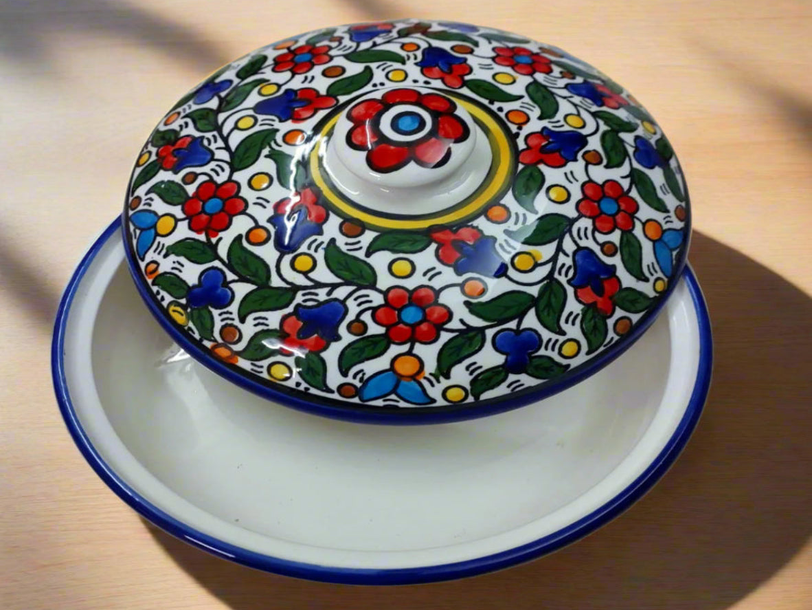 Grand Récipient de Service | Motif Floral Multicolore