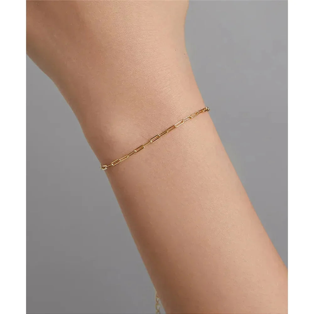 925 Sterling Silver Gold Cable Chain Bracelet