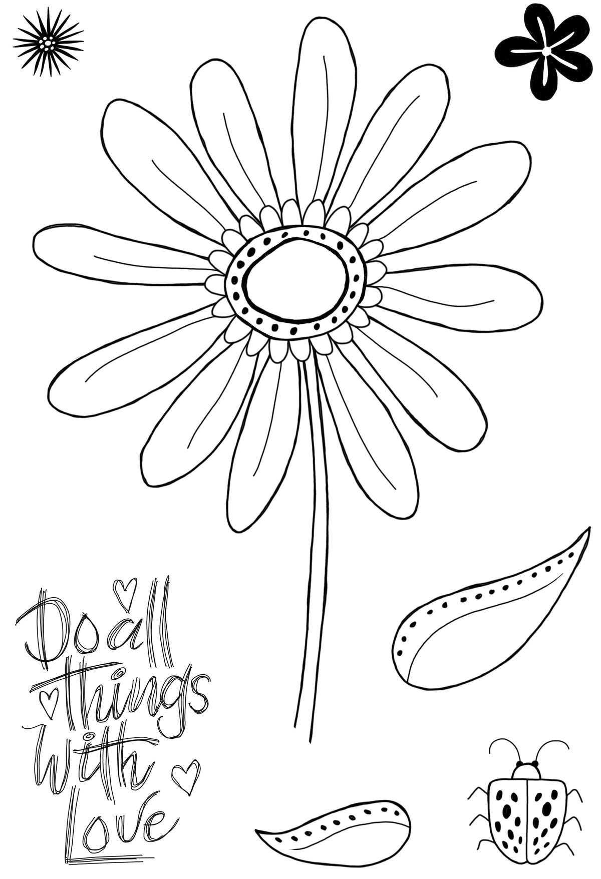 Woodware Clear Singles Petal Doodles With Love Lot de tampons 4 po x 6 po