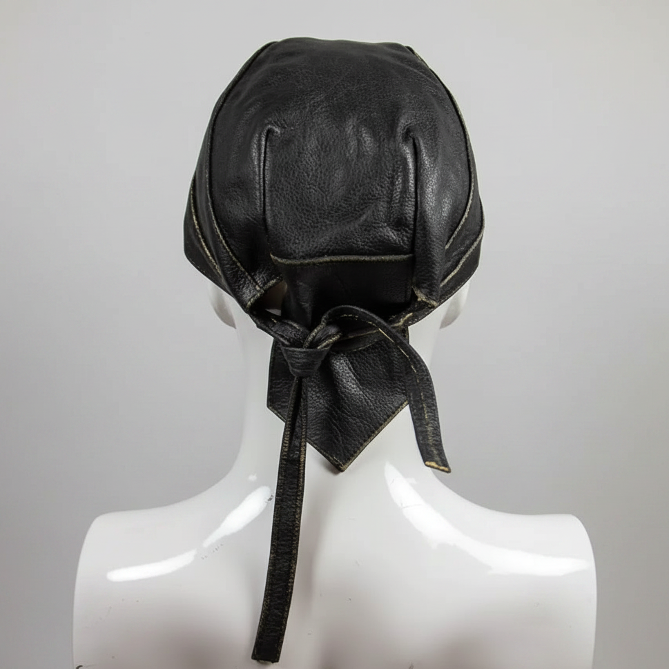 Casquette de motard en cuir marron vieilli "Open Road"