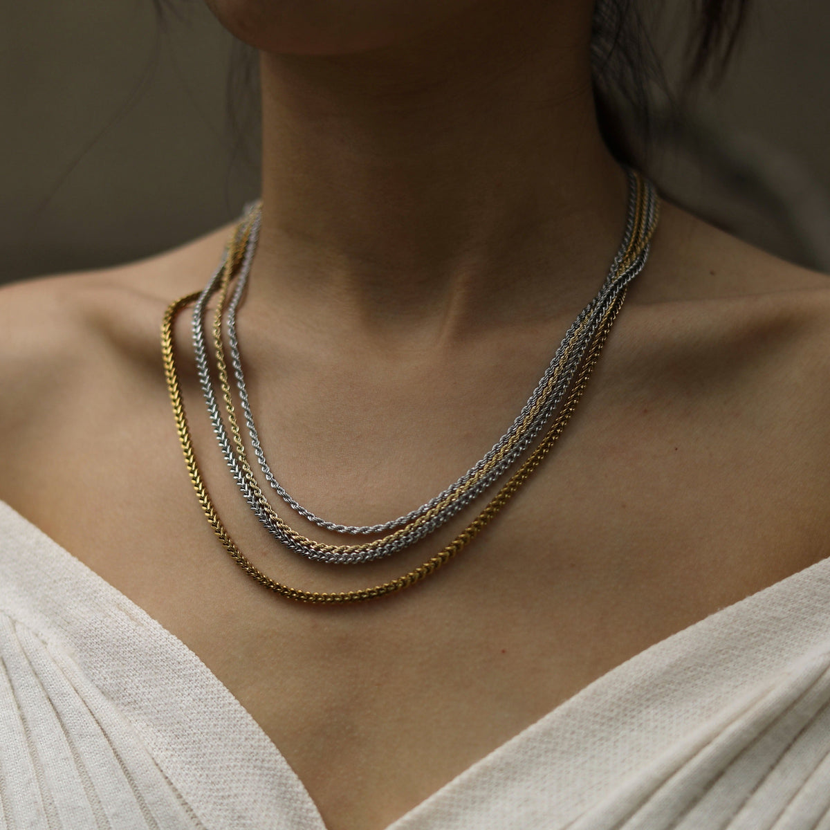 KIRA: Rope Chain Silver Necklace 28 Inches