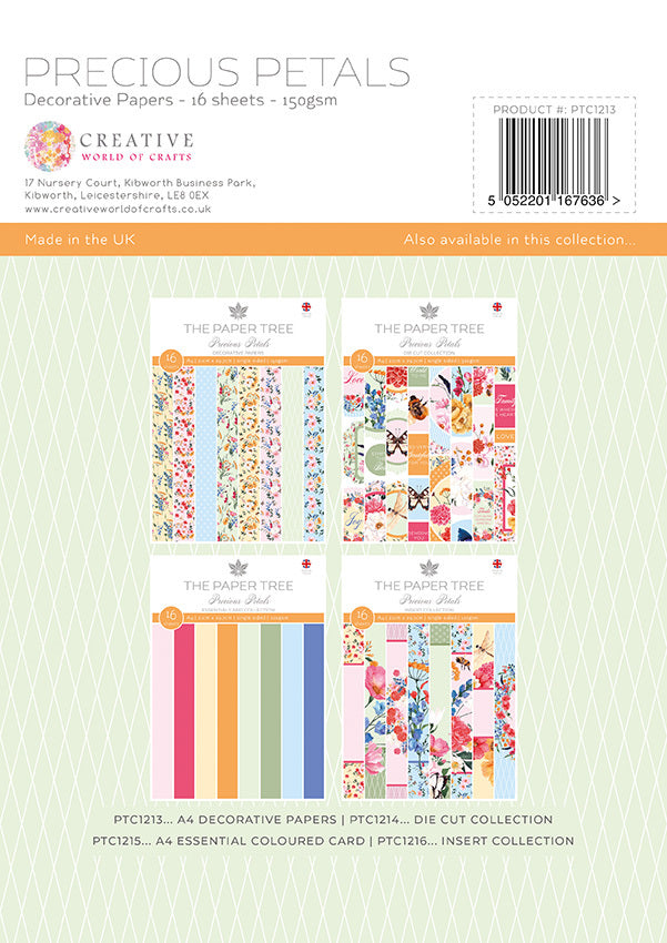 The Paper Tree Fonds de carte A4 motifs pétales précieux