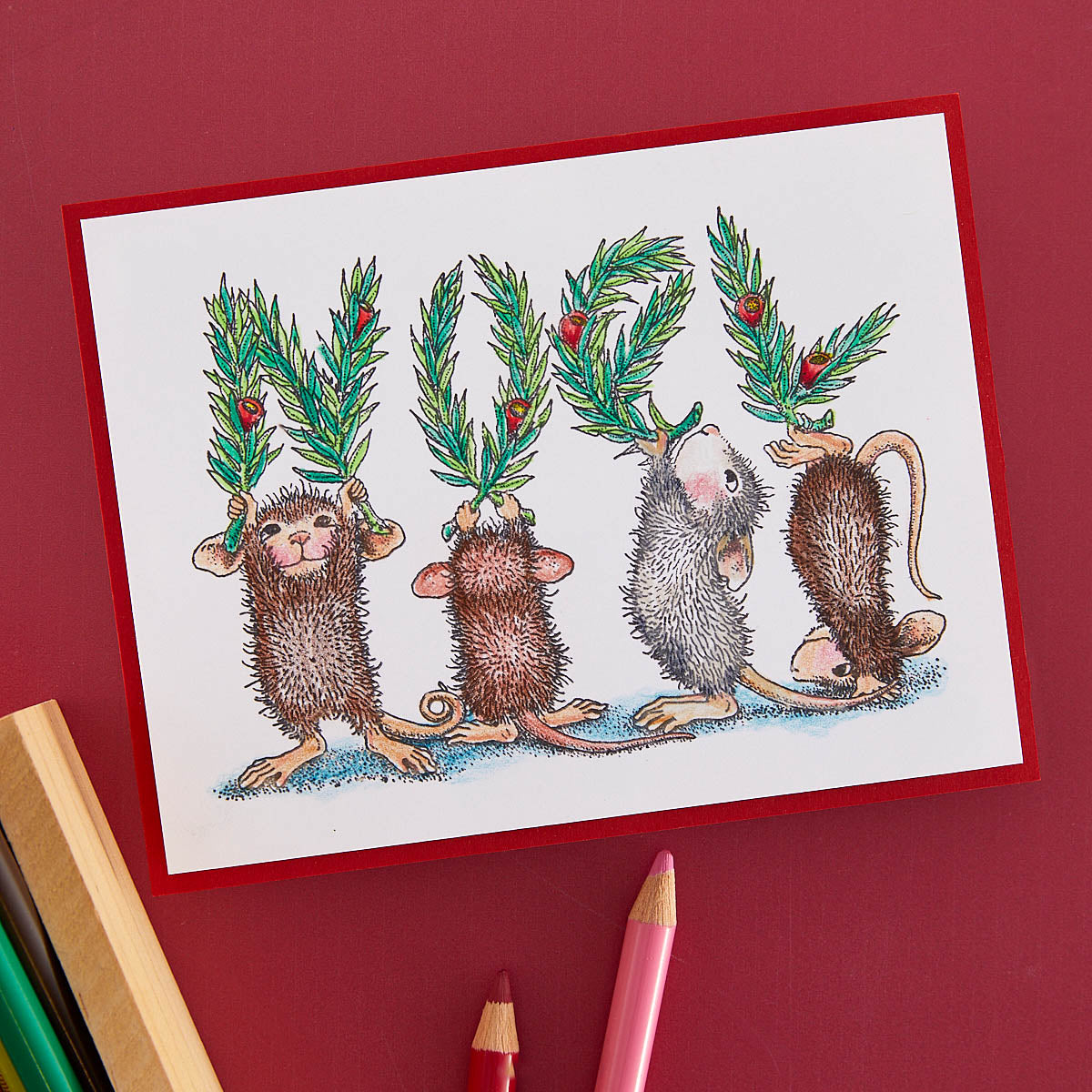 Set de tampons en caoutchouc Noel Cling de la collection House-Mouse Holiday