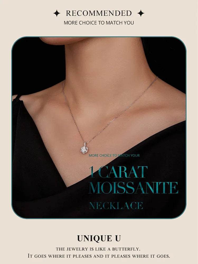 Pendentif Collier en Argent Sterling et Moissanite 1 carat "Pétale de Perfection"