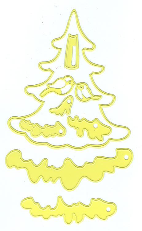 Matrice de découpe Lene Design - Arbre enneigé avec oiseaux