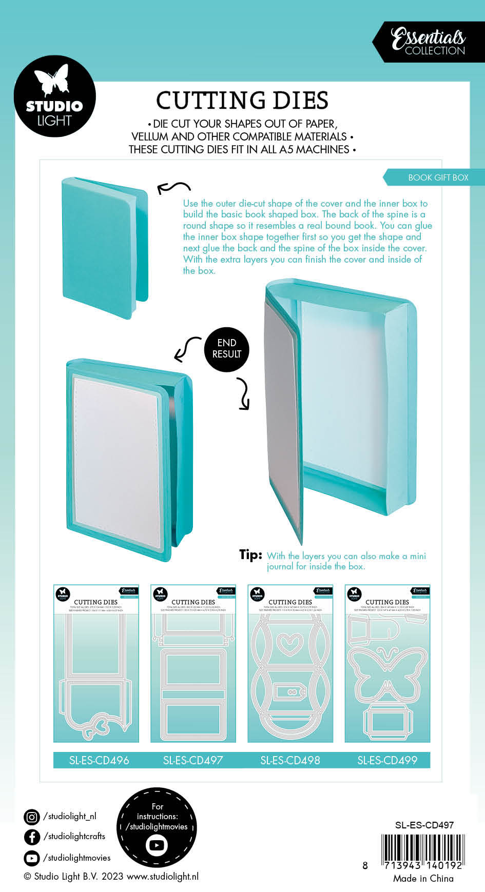 SL Matrice de découpe Boîte livre Essentiels 283x151x1mm 10 pièces n°497