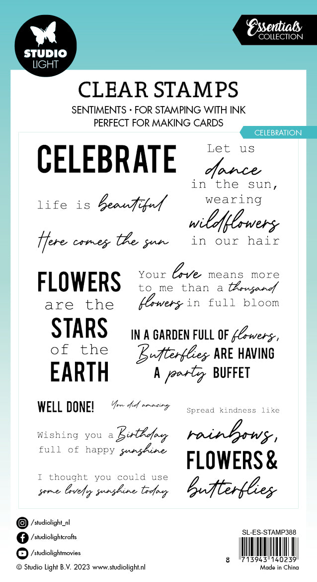 Tampon transparent SL "Celebrate Sentiments Essentials" 93x136x3mm 12 pièces réf. 388
