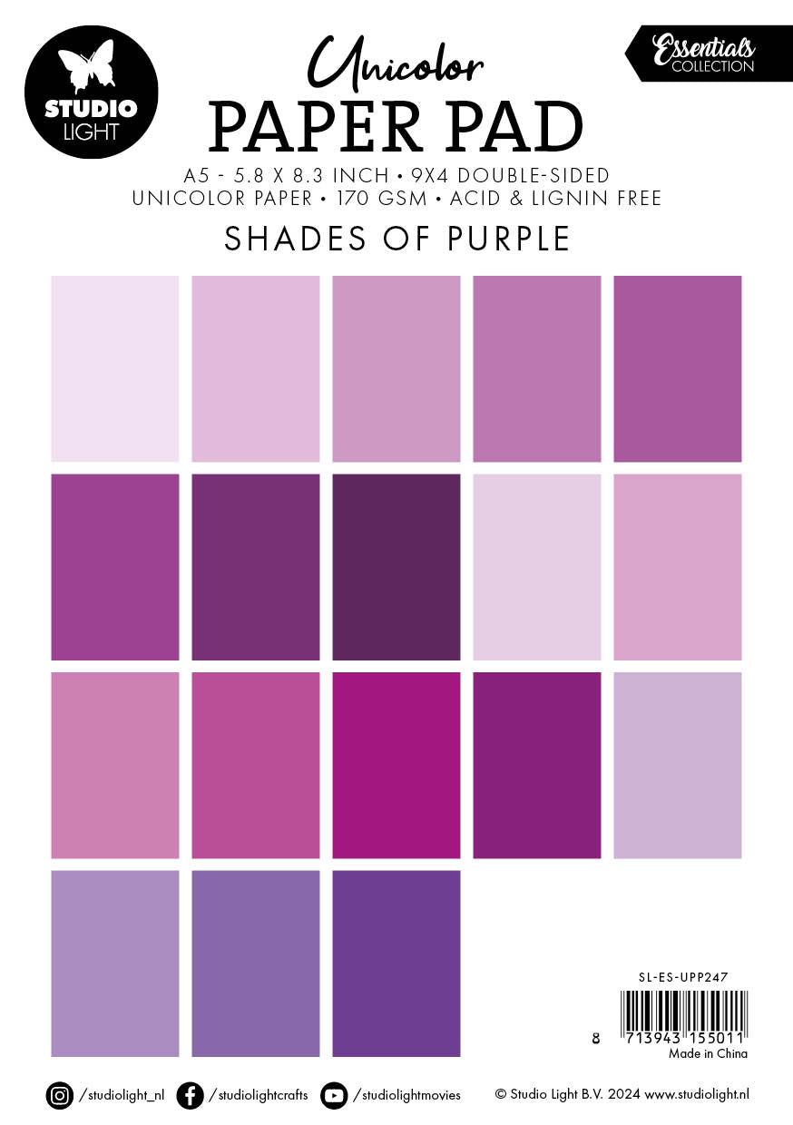 Bloc de papier unicolore SL Nuances de violet Essentiels 36 feuilles