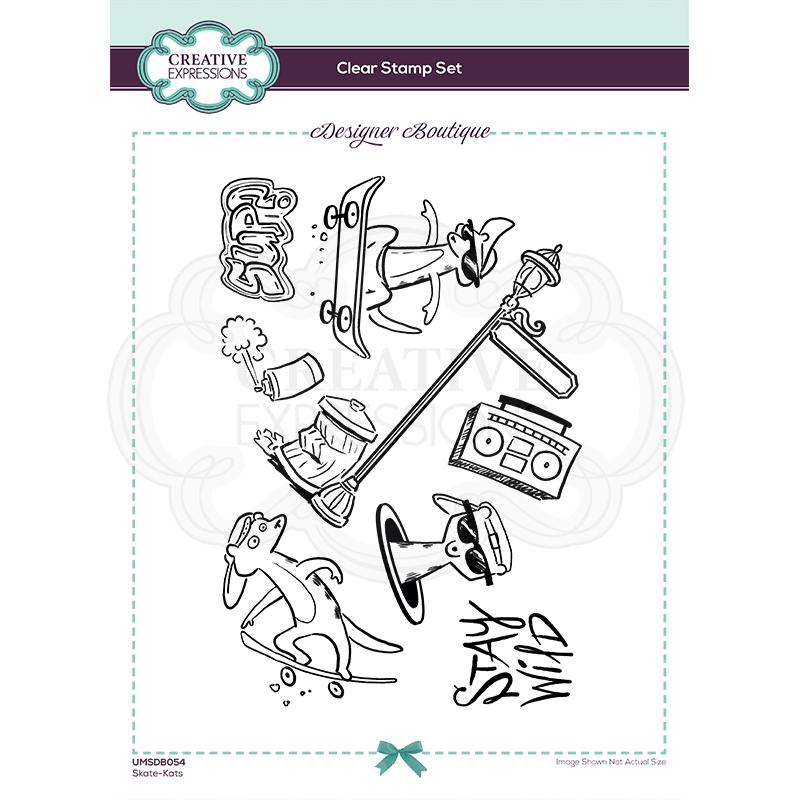 Creative Expressions Designer Boutique Collection Tampon transparent Skate-Kats A5