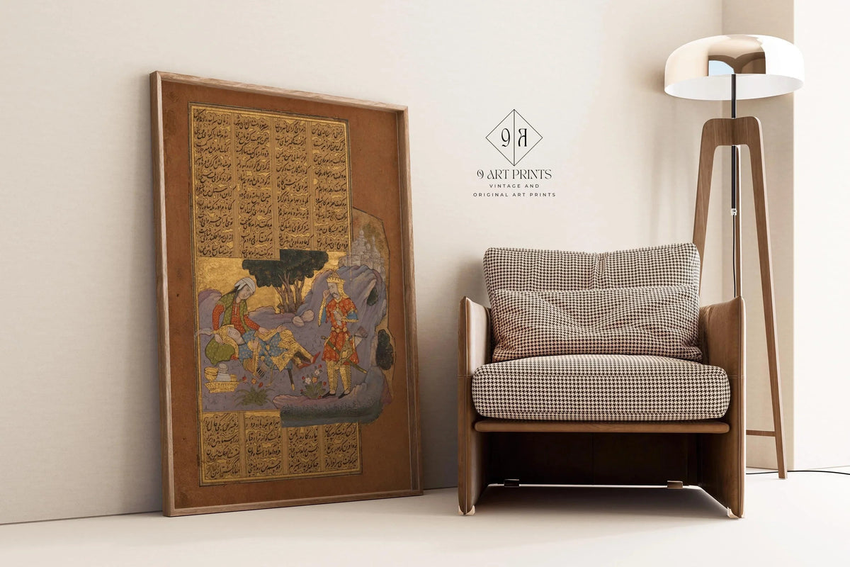Death of Farud - Shahnama by Firdausi – Persian Miniature Art of Astonishing Detail and Beauty | PRINT Framed Available