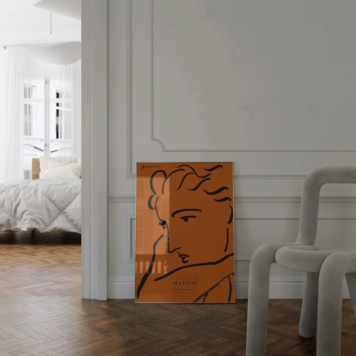 Henri Matisse - Profile of a Woman | Famous Sketch Art in Orange and Black (available handframed or unframed)