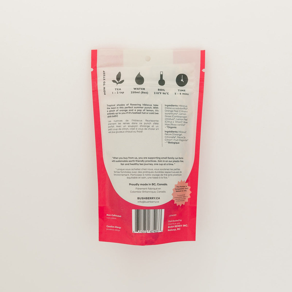 Thé glacé biologique à l'hibiscus