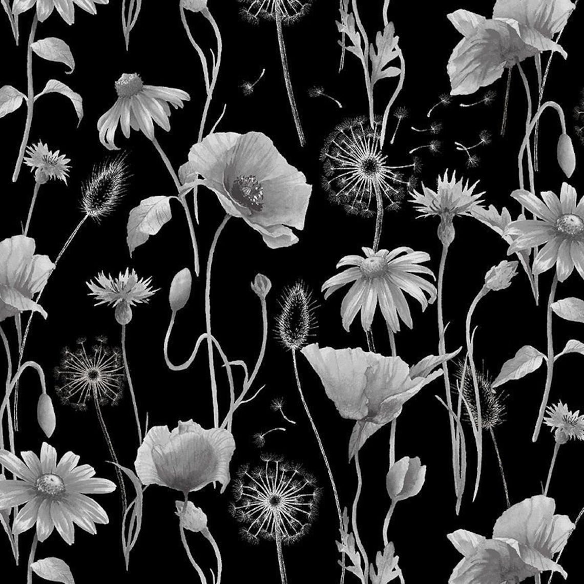 Fleur par Timeless Treasures - Fleur de pavot anémone noire