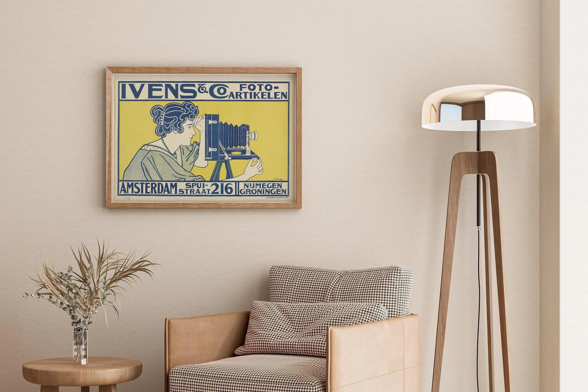 Ivens Foto | Vintage Ad Print in Blue and Yellow (available handframed or unframed)