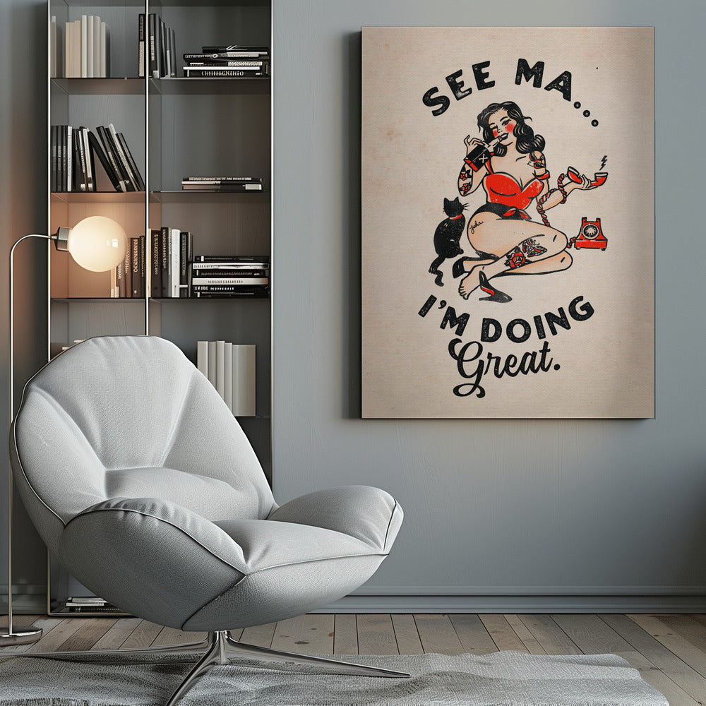 Art mural Affiche See Ma Drôle de Pin-up Vintage & Chat
