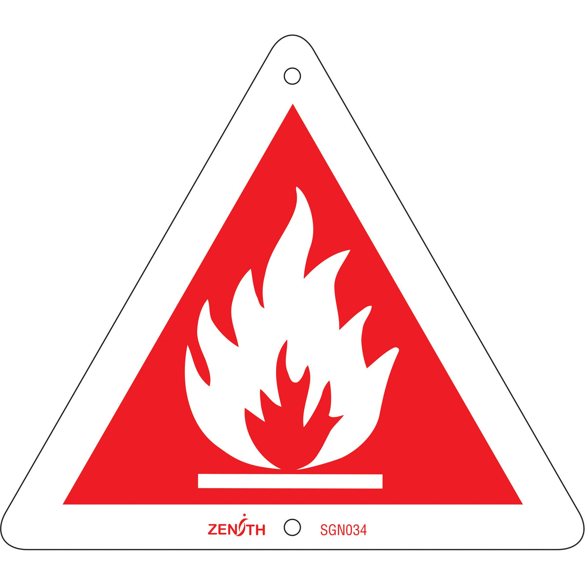 Panneau de sécurité normalisé inflammable, 6" x 6", plastique, pictogramme