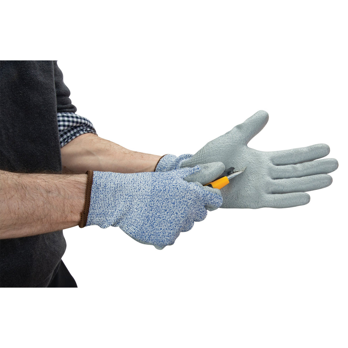 Gants écologiques extensibles résistants aux coupures, taille 10, jauge 13, enduits de polyuréthane, coque HPPE/RPET, ASTM ANSI Niveau A2