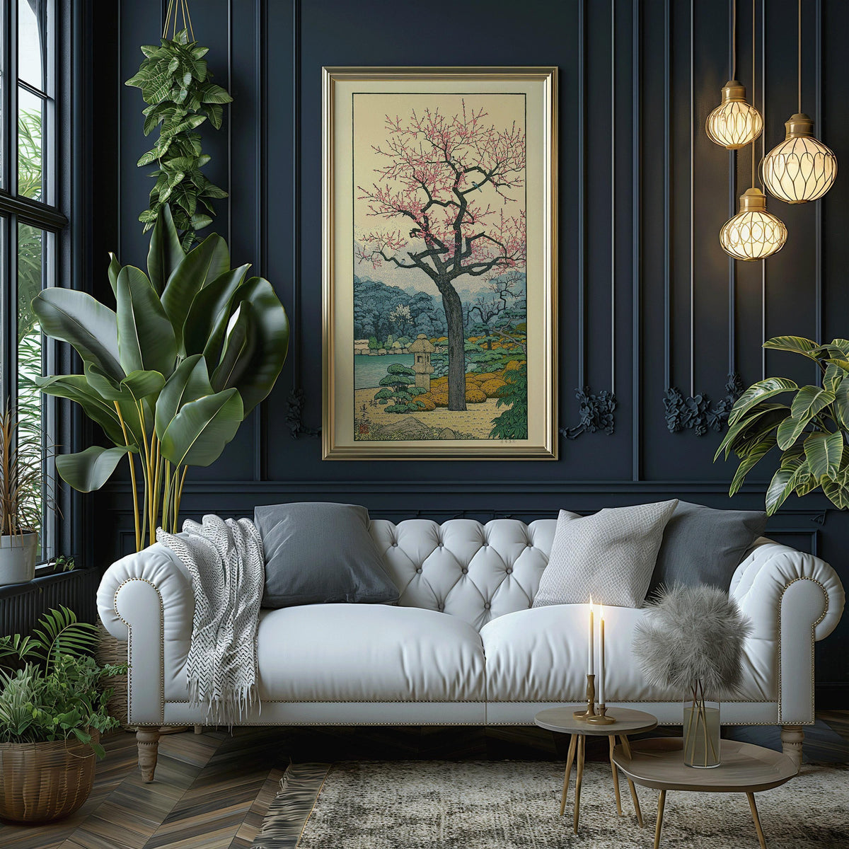 Estampe de Toshi Yoshida Fleur de prunier : Art de jardin japonais vintage
