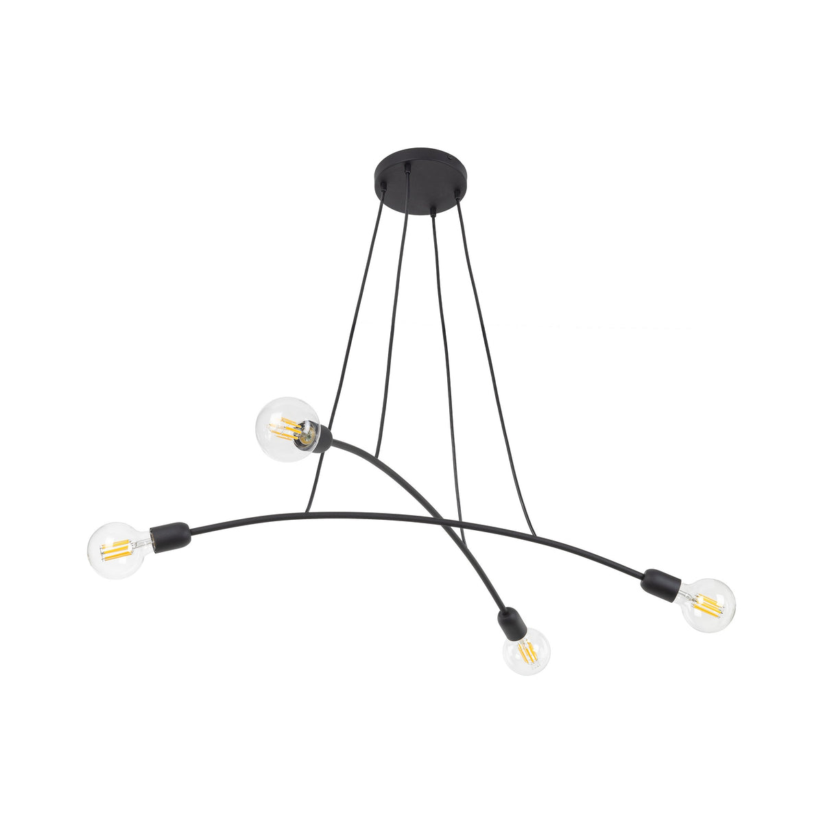 HELIX Black Minimalist 4-Light Pendant for Kitchen Island & Dining Table (Clearance)