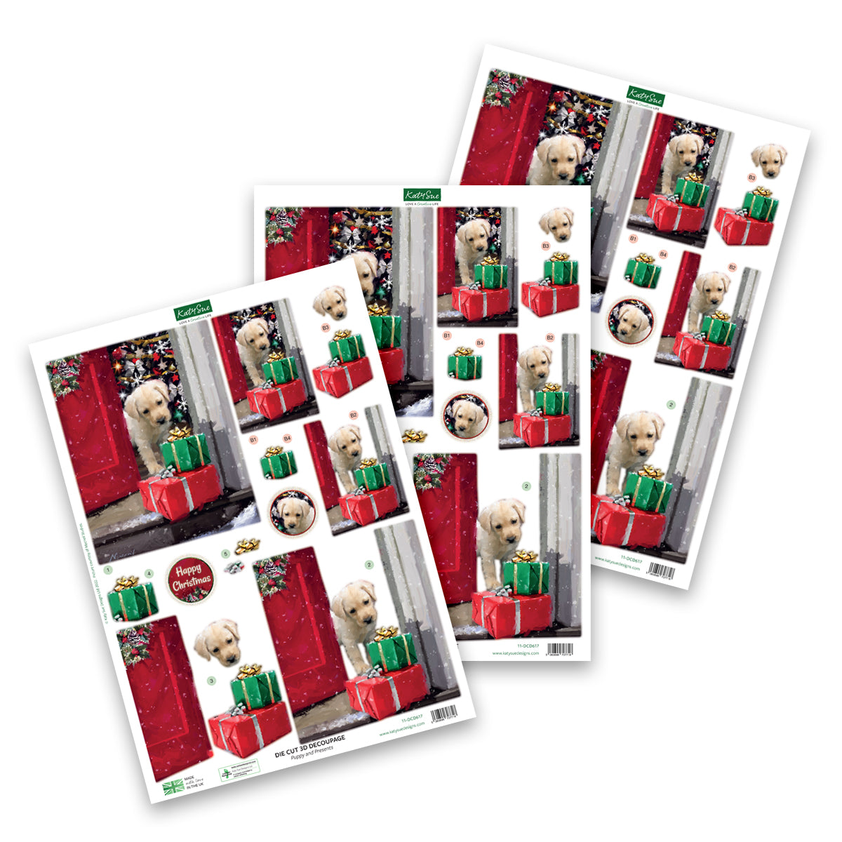 Découpage prédécoupé – Chiot et cadeaux (lot de 3)